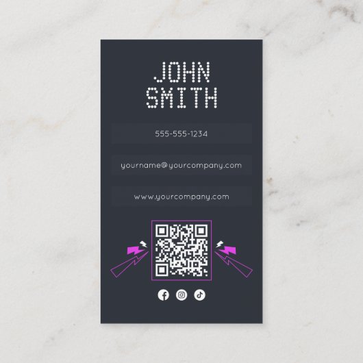 Moderne DJ's Zanger DJ Vinyl Deejay Muziek QR Code Visitekaartje (Achterkant)