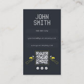 Moderne DJ's Zanger DJ Vinyl Deejay Muziek QR Code Visitekaartje (Achterkant)