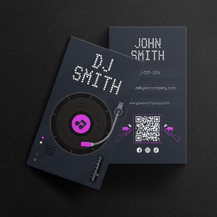 Moderne DJs Zanger DJ Vinyl Deejay Muziek QR Code Visitekaartje