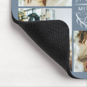 Moderne Dlue Photo Collage Gepersonaliseerde Monog Muismat (Hoek)