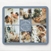 Moderne Dlue Photo Collage Gepersonaliseerde Monog Muismat (Voorkant)