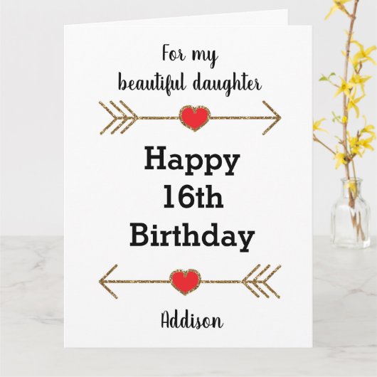 Moderne dochter 16e verjaardag kaart (Gele Bloem)