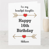 Moderne dochter 16e verjaardag kaart (Voorkant)