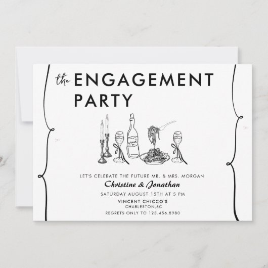 moderne doedel | Whimsical Engagement Party Kaart (Voorkant)