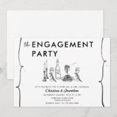 moderne doedel | Whimsical Engagement Party Kaart (Voorkant / Achterkant)