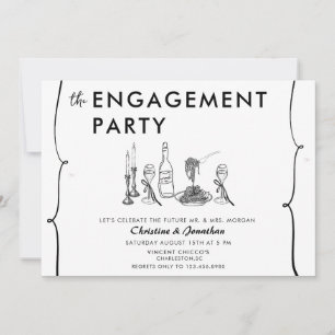 moderne doedel   Whimsical Engagement Party Kaart