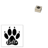 Moderne Dog Paw Print met Handtekening. Houten Rubberstempel (Gestempeld)