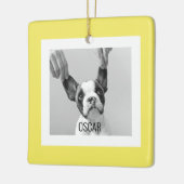 Moderne Dog Photo Yellow Simple Lovely Gift Keramisch Ornament (Links)