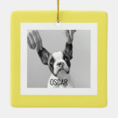 Moderne Dog Photo Yellow Simple Lovely Gift Keramisch Ornament (Achterkant)