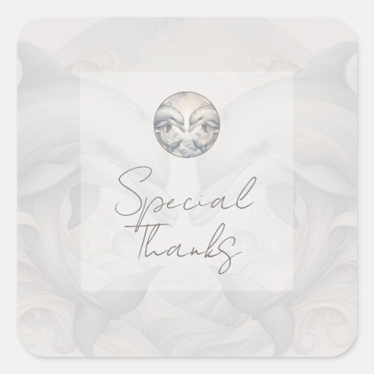 Moderne dolfijn bedankstickers met een zweem van g vierkante sticker (Voorkant)