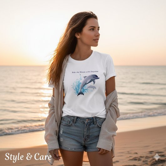 Moderne Dolfijn Illustratie Trendy Dames- Tri-Blend Shirt