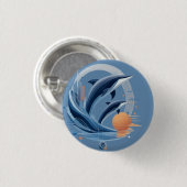 Moderne Dolfijnengolf – Futuristische Oceaan Kunst Ronde Button 3,2 Cm (Voorkant /achterkant)