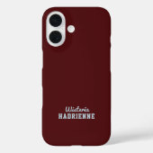 Moderne Donker Burgundy Blauwe Sport Monogram Naam Case-Mate iPhone Case (Achterkant)