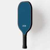 Moderne Donker Marine Blauw Monogram Naam Pickleball Paddle (Links)