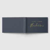 Moderne donker marineblauwe en gouden familienaam  gastenboek (Volledig)