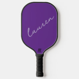 Moderne Donker Paars Roze Script Naam Pickleball Paddle