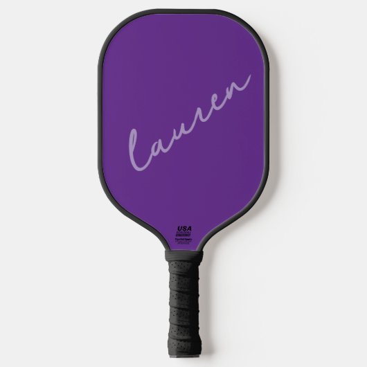 Moderne Donker Paars Roze Script Naam  Pickleball Paddle (Voorkant)