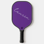 Moderne Donker Paars Roze Script Naam  Pickleball Paddle (Achterkant)