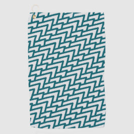 Moderne donker turquoise geometrische patroon op l golfhanddoek
