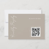 Moderne donkerbeige trouw-QR-code RSVP Kaartje (Voorkant)