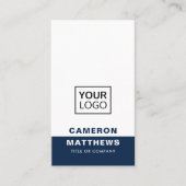 Moderne donkerblauw wit voegt logo sociale media-p visitekaartje (Voorkant)