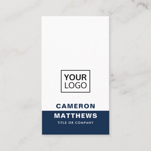 Moderne donkerblauw wit voegt logo sociale media-p visitekaartje (Voorkant)