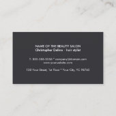 Moderne, donkerblauw, witte schaar, haarlijst visitekaartje (Achterkant)