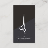 Moderne, donkerblauw, witte schaar, haarlijst visitekaartje (Voorkant)