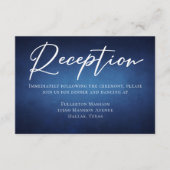 Moderne donkerblauwe avond bruiloft receptie informatiekaartje (Voorkant)
