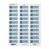 Moderne donkerblauwe bloem terugkeer adres etiket (Full Sheet)