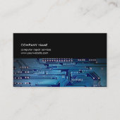 Moderne Donkerblauwe Circuit Board Computer Consul Visitekaartje (Voorkant)