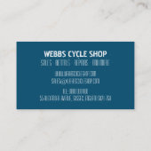 Moderne, donkerblauwe cyclus Winkelreparaties vert Visitekaartje (Achterkant)