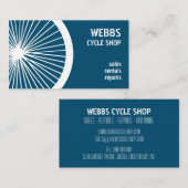 Moderne, donkerblauwe cyclus Winkelreparaties vert Visitekaartje (Voorkant / Achterkant)