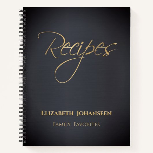 Moderne Donkerblauwe en Gouden Familie Favoriete R Notitieboek (Voorkant)