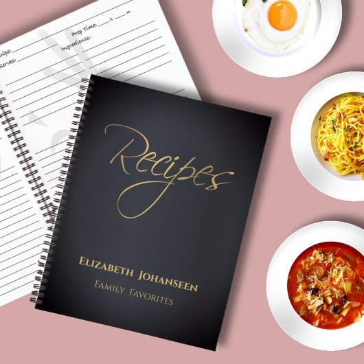 Moderne Donkerblauwe en Gouden Familie Favoriete R Notitieboek