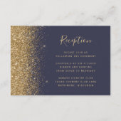 Moderne donkerblauwe goudbruine bruidbruinbruidbru informatiekaartje (Voorkant)