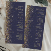 Moderne donkerblauwe gouden rand bruiloft