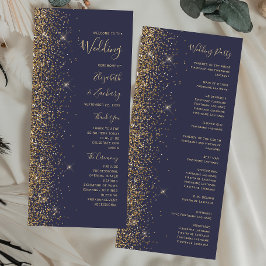 Moderne donkerblauwe gouden rand bruiloft