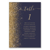 Moderne donkerblauwe goudweddenschap kaart (Achterkant)