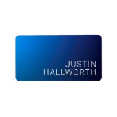 Moderne donkerblauwe gradiënt & minimale bewerkbar etiket (Voorkant)