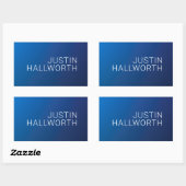 Moderne donkerblauwe gradiënt & minimale bewerkbar rechthoekige sticker (Vel)