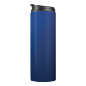 Moderne donkerblauwe gradiënt & minimale bewerkbar thermosbeker (Geroteerd rechts)