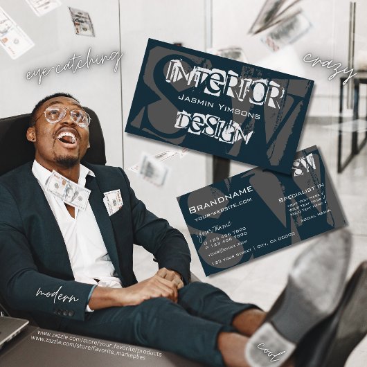 Moderne, donkerblauwe, grijze en witte kleur met I Visitekaartje