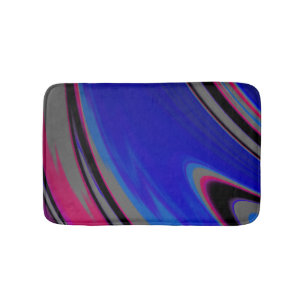 Moderne donkerblauwe grijze magenta fractale werve badmat