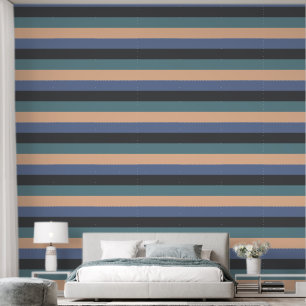 Moderne donkerblauwe grijze perzik horizontale str behang