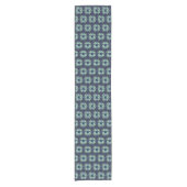Moderne donkerblauwe groene bloempatroon korte tafelloper (Voorkant)