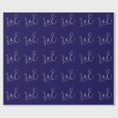 Moderne donkerblauwe initiaalmonogrammen trouwdatu cadeaupapier (Vlak)