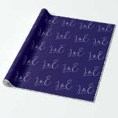 Moderne donkerblauwe initiaalmonogrammen trouwdatu cadeaupapier (Uitgerold)