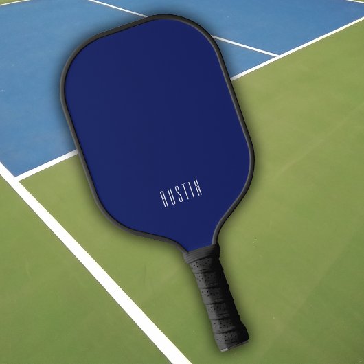 Moderne Donkerblauwe Monogram Naam Pickleball Paddle