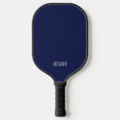 Moderne Donkerblauwe Monogram Naam Pickleball Paddle (Voorkant)
